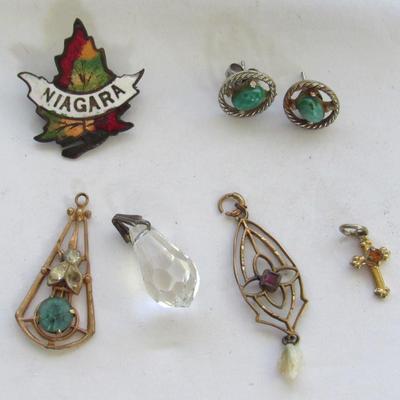Misc Lot of Small Pendants, Earrings, Niagara Falls Pin