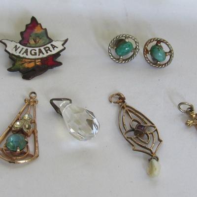 Misc Lot of Small Pendants, Earrings, Niagara Falls Pin