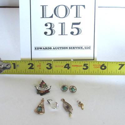 Misc Lot of Small Pendants, Earrings, Niagara Falls Pin