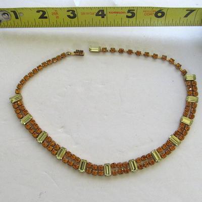 Lot 316: Nice Vintage Orange and Yellow Rhinestone Necklace