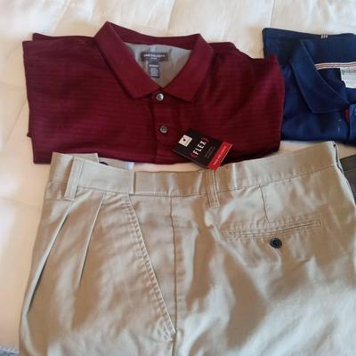MEN'S SHORTS SIZE 38 AND POLO SHIRTS XL