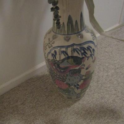 Large Hand  Painted Floor Vase