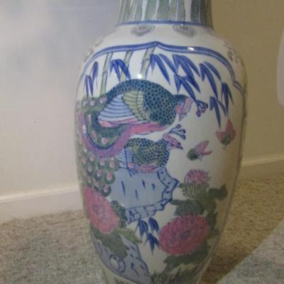 Large Hand  Painted Floor Vase