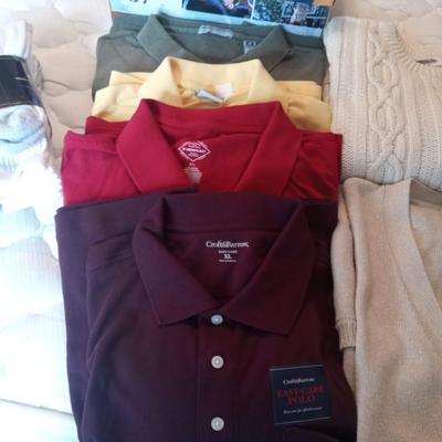MEN'S POLO SHIRTS & SWEATERS XL, EVERLAST SHOES 10.5