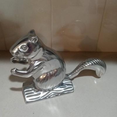 METAL SQUIRREL NUT CRACKER, MATCH HOLDER AND FAT CAN