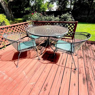Black Metal Patio Table & Four (4) Chairs