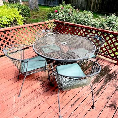 Black Metal Patio Table & Four (4) Chairs