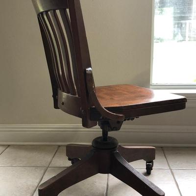 Swivel oak bankers chair