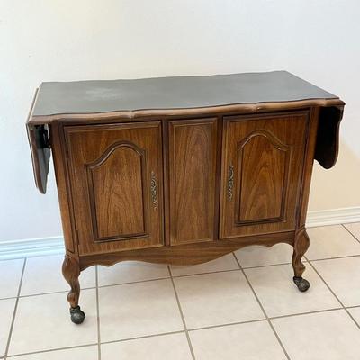 French Provincial Rolling Drop Leaf Server