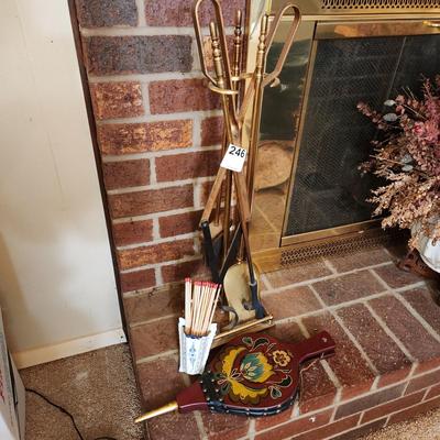 Heavy Fireplace Tools Stand Matchstick Holder , Air Blower