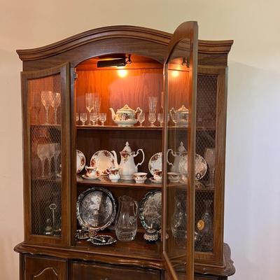French Provincial Lighted 2 Piece China Cabinet