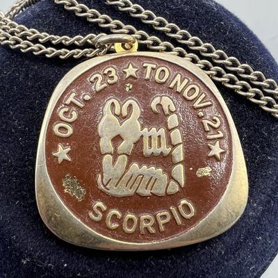 Vintage Scorpio Insignia Medallion Jewelry Chain Necklace Pendant