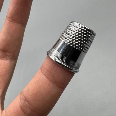 Silver Tone Metal Sewing Crafting Thimble Notion
