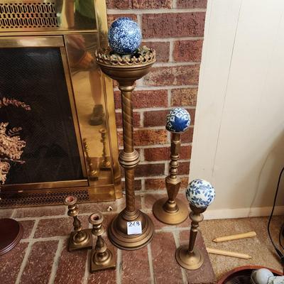5 Heavy Metal Candle Holders Includes 3 Blue white Spheres