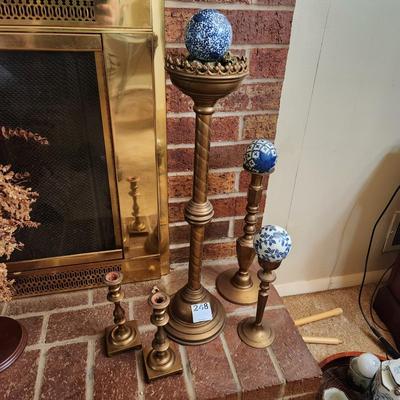 5 Heavy Metal Candle Holders Includes 3 Blue white Spheres