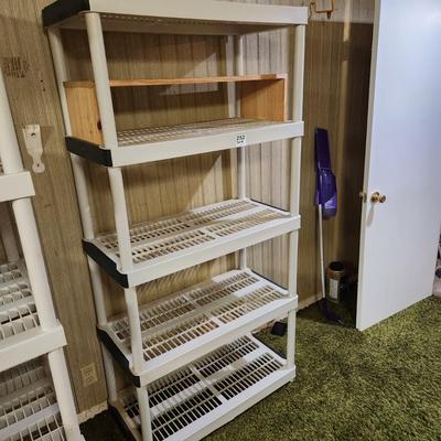 Plastic Shelving unit 36x18 5 Shelves with a extra Wood Shelf Free