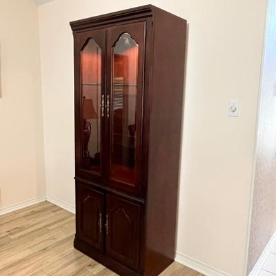 Solid Wood Lighted Curio Cabinet