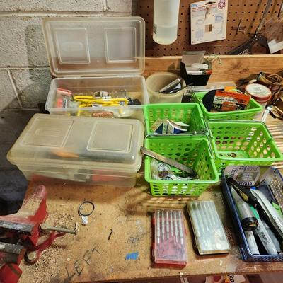 Workshop Left Pegboard and Items on top of Bench. Snap on Drivers tools