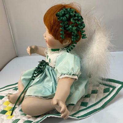 Robin Miller Quilted Angel Babies Porcelain Bisque Doll Angel of Luck Red Head with Green Eyes Ashton-Drake Galleries