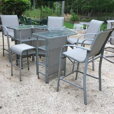 765 Outdoor Aluminum Bar with 5 Barstools
