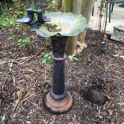 805 Vintage Cast Iron Base with Metal Birdbath