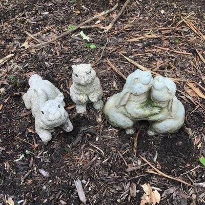 1342 Concrete & Resin Bunny Rabbit Garden Sculptures