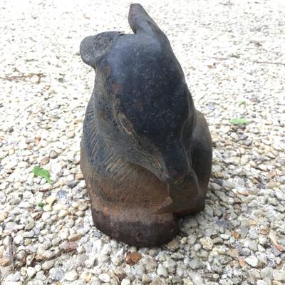 809 Vintage Cast Iron Rabbit Garden Sculpture