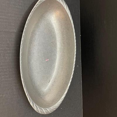 Vintage Wilton Armetele Pewter Oval Serving Dish with Braided Edge