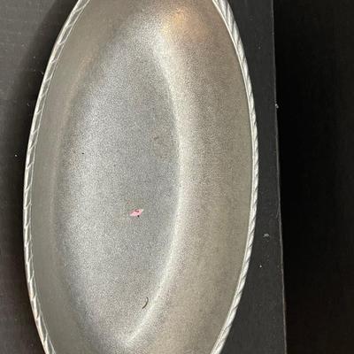 Vintage Wilton Armetele Pewter Oval Serving Dish with Braided Edge