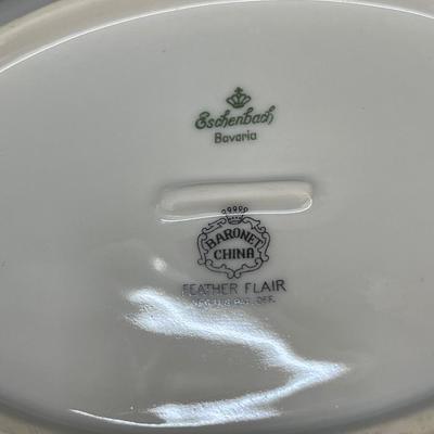 Two Vintage Baronet China Eschenbach â€œFeather Flairâ€ Oval Serving Dishes