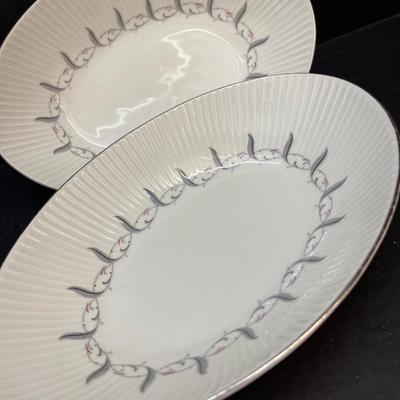 Two Vintage Baronet China Eschenbach â€œFeather Flairâ€ Oval Serving Dishes