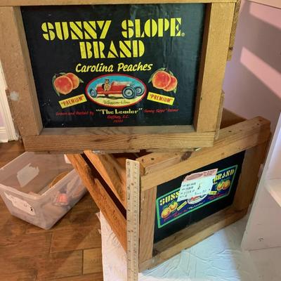Sunny Slope Wooden Peach Crate - Set of TWO