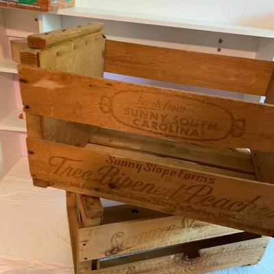 Sunny Slope Wooden Peach Crate - Set of TWO