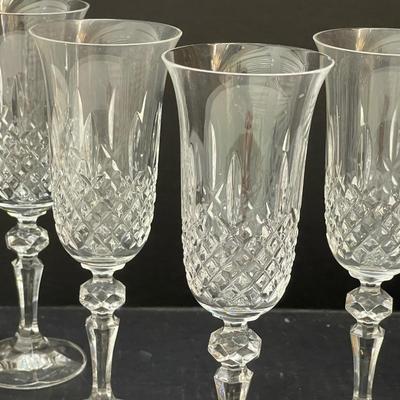 Set of 6 Bohemian Crystal Marquis Fluted Champagne Glass
