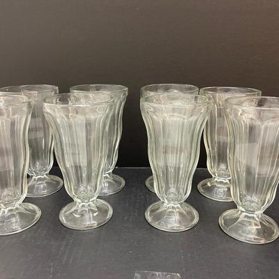Set of 8 Heavy Vintage Ice Cream Sundae Glasses