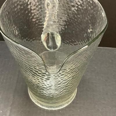 Vintage Indiana Glass Heavy Water Pitcher in Crystal Ice Pattern