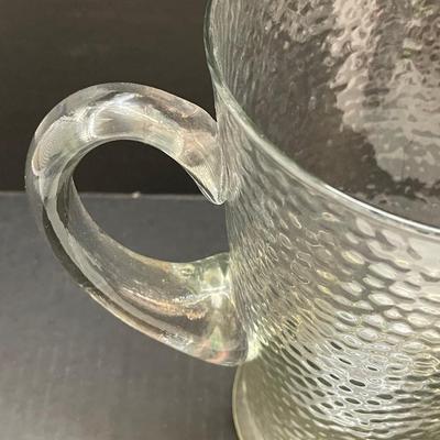 Vintage Indiana Glass Heavy Water Pitcher in Crystal Ice Pattern