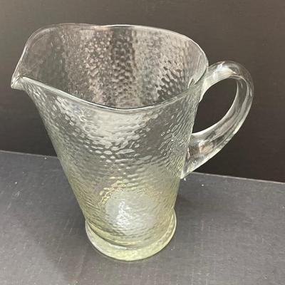Vintage Indiana Glass Heavy Water Pitcher in Crystal Ice Pattern