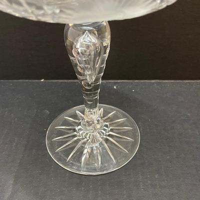 Vintage Heavy Brilliant Cut Scalloped Sawtooth Pedestal Candy Dish