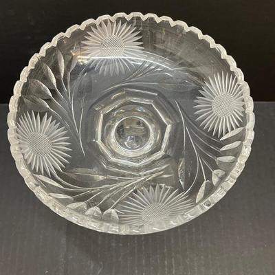 Vintage Heavy Brilliant Cut Scalloped Sawtooth Pedestal Candy Dish