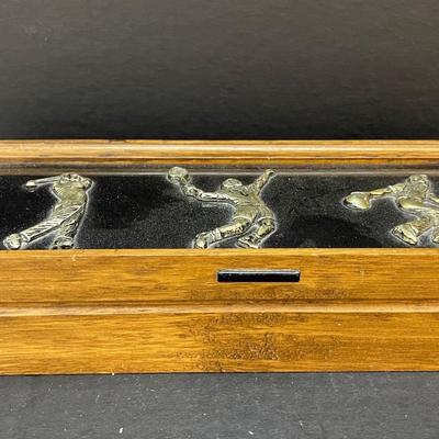 London Leather Mens Wooden Valet Jewelry Box Golf, Tennis, Bowling