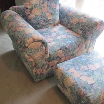 Oversized Upholstered Chair with Ottoman