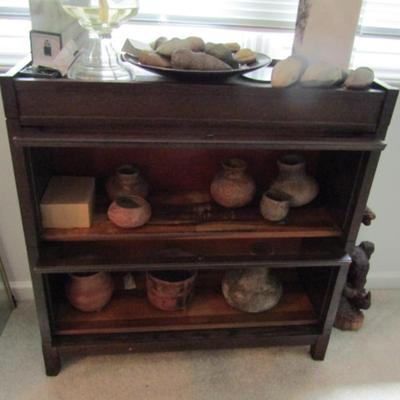 Antique Solid Wood Double Cubby Library Cabinet