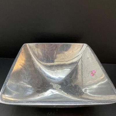 Vintage Nambe Heavy Stainless Steel Cubed Bowl