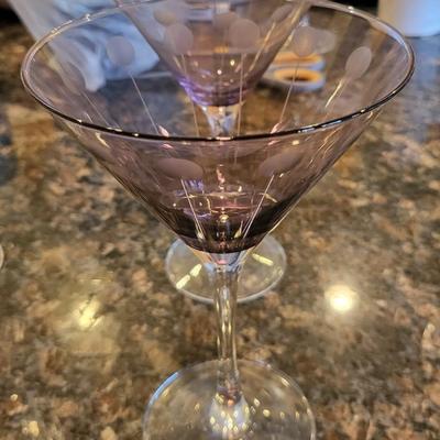 2 Purple Martini Glasses
