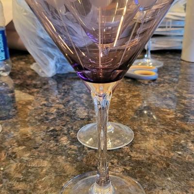 2 Purple Martini Glasses