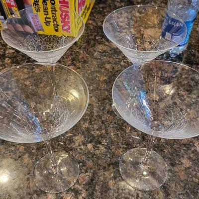 4 Martini Crackle Glasses