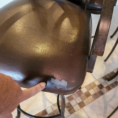 4 Brown Leather Bar Stools