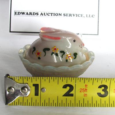 Vintage Boyd Glass Covered Rabbit Salt, Hand Painted