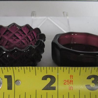 2 Vintage Mosser Glass Purple Salt Dips